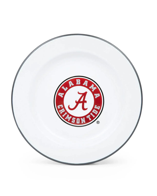 CV20GRY-UA02-4 - U of Alabama Enamelware Dinner Plates, Grey Rim, Set of 4 - Golden Rabbit Enamelware