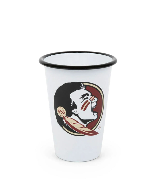 CV93BLA-FSU01-2 - Florida State Enamelware 14oz Tumblers, Black Rim, Set of 2 - Golden Rabbit Enamelware