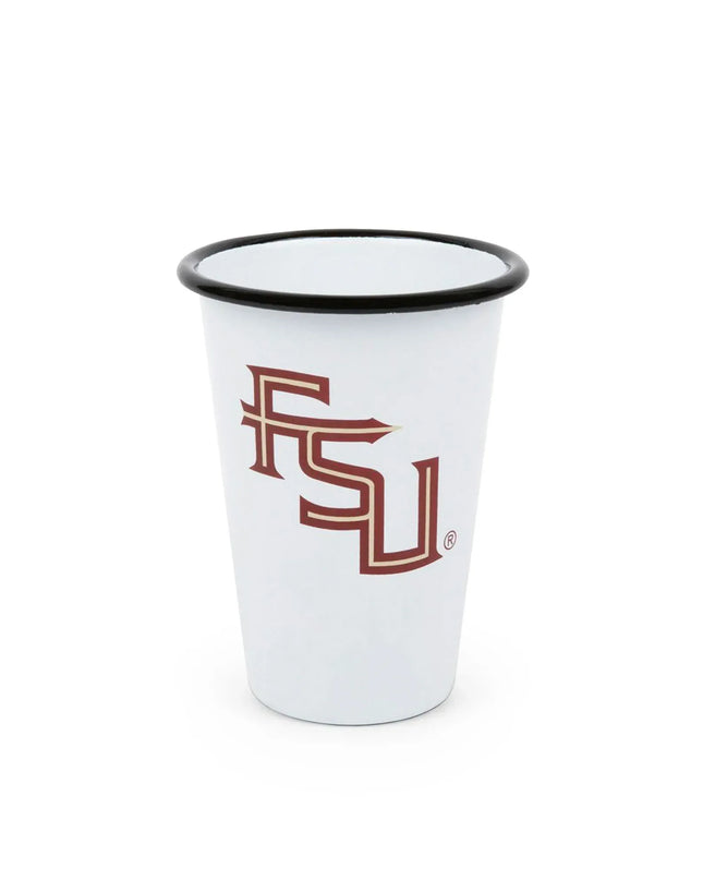 CV93BLA-FSU01-2 - Florida State Enamelware 14oz Tumblers, Black Rim, Set of 2 - Golden Rabbit Enamelware