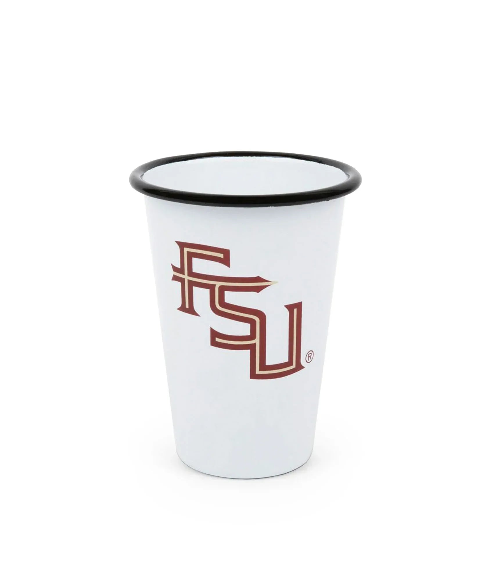 CV93BLA-FSU01-2 - Florida State Enamelware 14oz Tumblers, Black Rim, Set of 2 - Golden Rabbit Enamelware