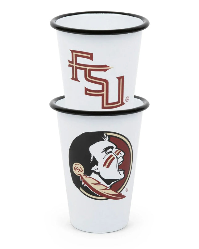 CV93BLA-FSU01-2 - Florida State Enamelware 14oz Tumblers, Black Rim, Set of 2 - Golden Rabbit Enamelware