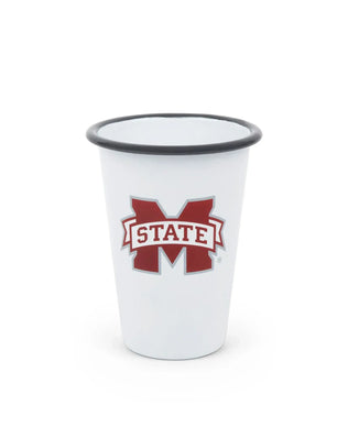 CV112GRY-MSU01 - Mississippi State Enamelware 16oz Mug, Grey Rim - Golden Rabbit Enamelware
