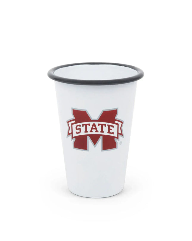 CV112GRY-MSU01 - Mississippi State Enamelware 16oz Mug, Grey Rim - Golden Rabbit Enamelware
