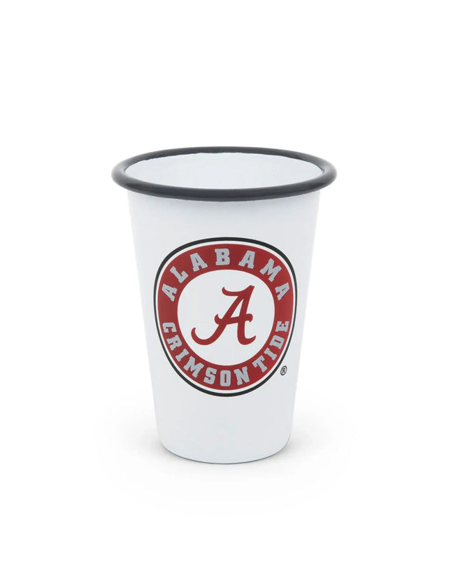 CV93GRY-UA01-2 - U of Alabama Enamelware 14oz Tumblers, Grey Rim, Set of 2 - Golden Rabbit Enamelware