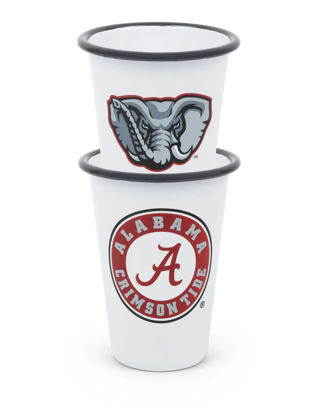 CV93GRY-UA01-2 - U of Alabama Enamelware 14oz Tumblers, Grey Rim, Set of 2 - Golden Rabbit Enamelware