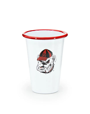 CV93RED-UGA01-2 - U of Georgia Enamelware 14oz Tumblers, Red Rim, Set of 2 - Golden Rabbit Enamelware