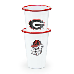 CV93RED-UGA01-2 - U of Georgia Enamelware 14oz Tumblers, Set of 2 - 1