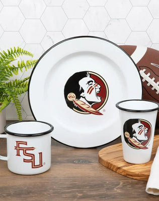 CV93BLA-FSU01-2 - Florida State Enamelware 14oz Tumblers, Black Rim, Set of 2 - Golden Rabbit Enamelware