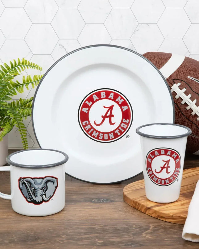 CV93GRY-UA01-2 - U of Alabama Enamelware 14oz Tumblers, Grey Rim, Set of 2 - Golden Rabbit Enamelware