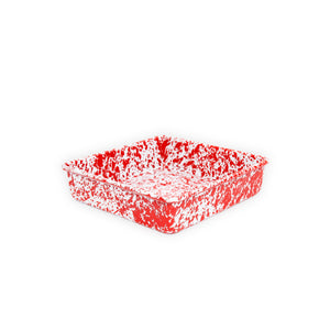 ecomposer-color-red splatter, D101RM - Splatter Square Brownie Pan, Red Splatter