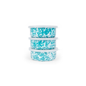 ecomposer-color-turquoise splatter, D102TQM - Splatter 3 Piece Storage Bowl Set, Turquoise Splatter