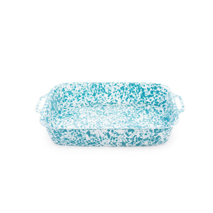 ecomposer-color-turquoise splatter, D111TQM - Splatter Lasagna Pan, Turquoise Splatter