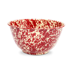 ecomposer-color-burgundy and cream, D23BRM - Splatter Large Salad Bowl, Burgundy and Cream