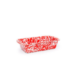 ecomposer-color-red splatter, D32RM - Splatter Loaf Pan, Red Splatter