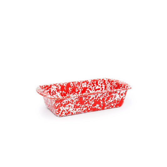 ecomposer-color-red splatter, D32RM - Splatter Loaf Pan, Red Splatter