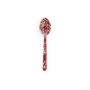 ecomposer-color-burgundy and cream, D53BRM - Splatter Large Slotted Spoon, Burgundy and Cream