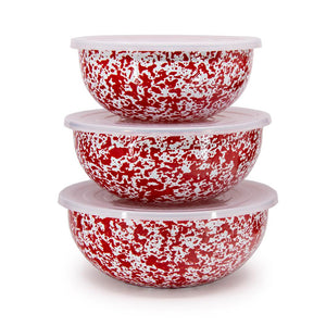 ecomposer-color-red splatter, D54RM - Splatter Covered Multi-Purpose Bowl Set, Red Splatter