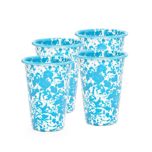 ecomposer-color-turquoise splatter, D93TQM-4 - Splattered 14oz Tumblers (Set of 4), Turquoise Splatter