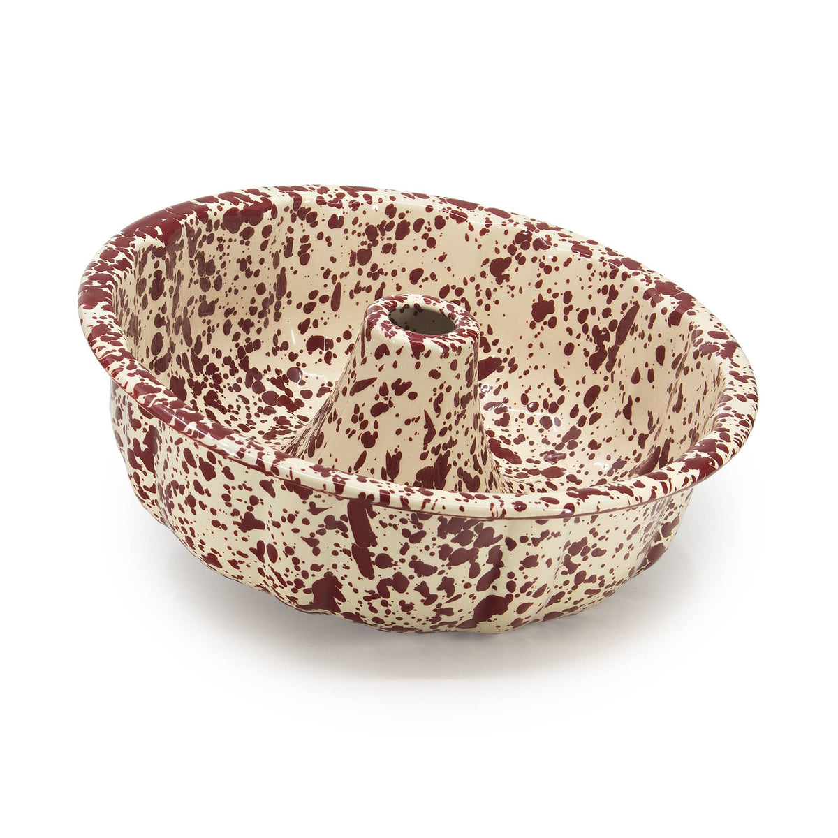 ecomposer-color-burgundy and cream, D96BRM - Splatter Bundt Pan, Burgundy and Cream