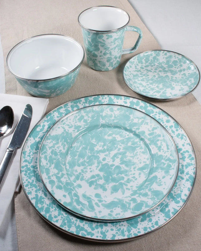 GL21 - Sea Glass Swirl Medium Tray - Golden Rabbit Enamelware