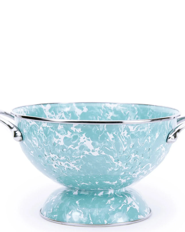 GLCOLS - Sea Glass Swirl Set Of Colanders - Golden Rabbit Enamelware