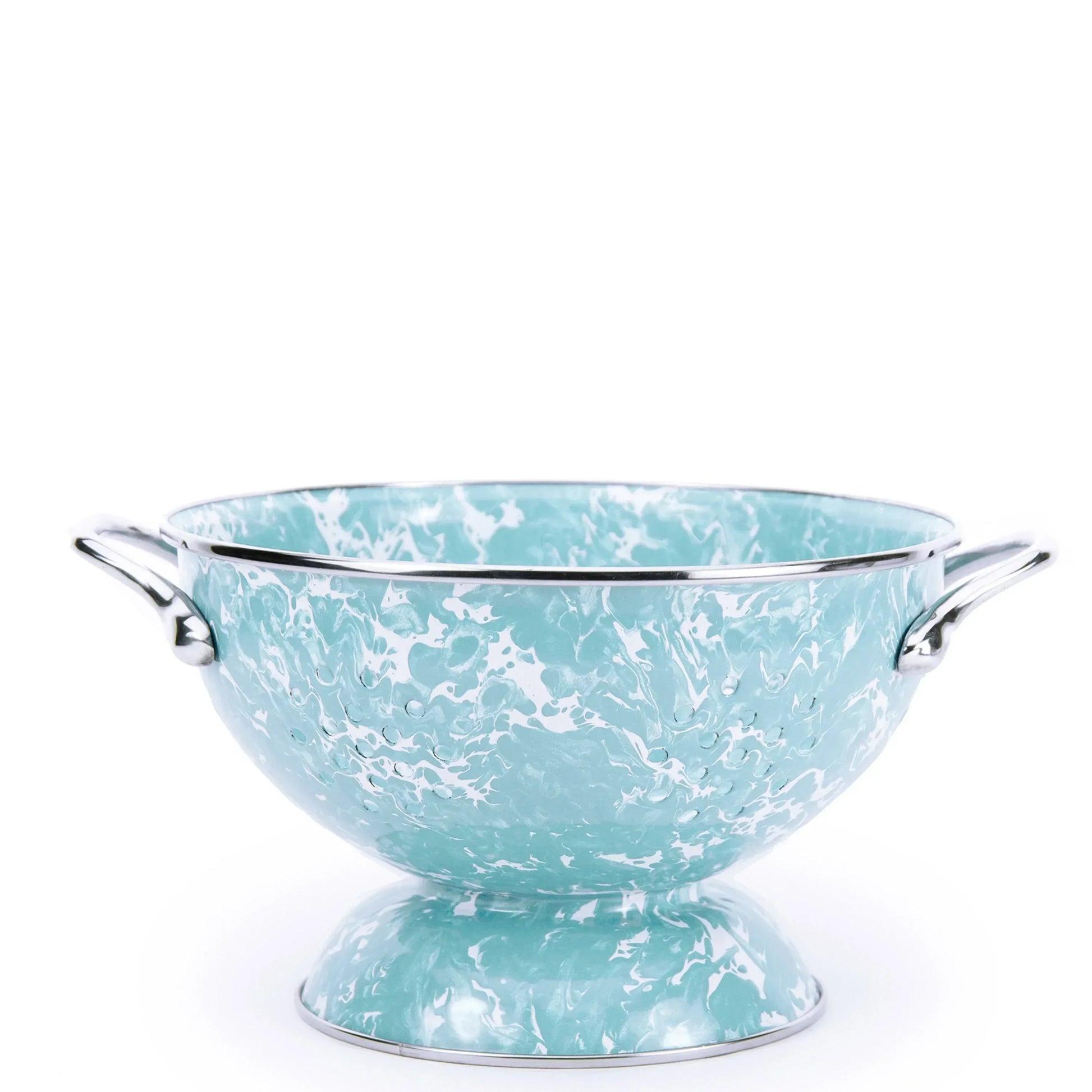 GLCOLS - Sea Glass Swirl Set Of Colanders - Golden Rabbit Enamelware