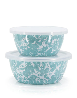 GL30-2 - Sea Glass Swirl 2 pc Prep Bowl Set - Golden Rabbit Enamelware