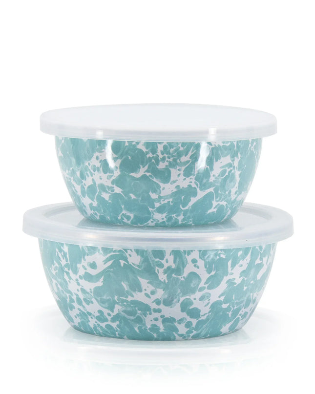GL30-2 - Sea Glass Swirl 2 pc Prep Bowl Set - Golden Rabbit Enamelware