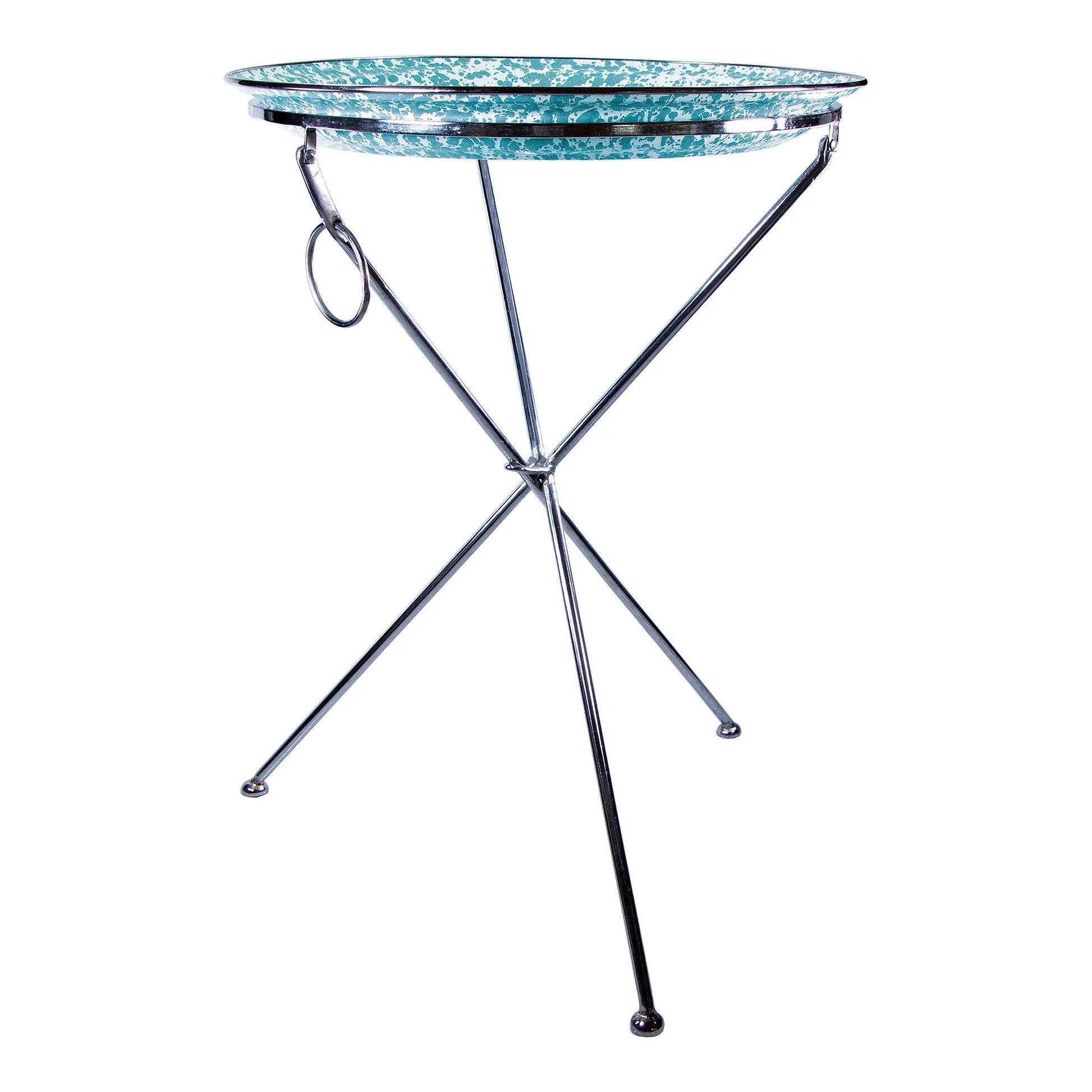 GL70 - Sea Glass Tray with Steel Table Base - Golden Rabbit Enamelware