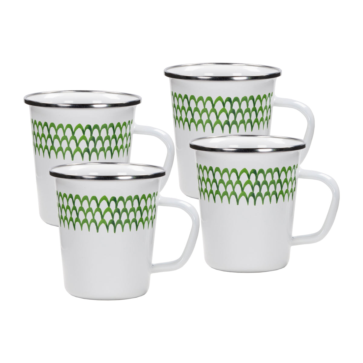 GS66S4 - Green Scallop 16 oz Latte Mugs - Set of 4  3