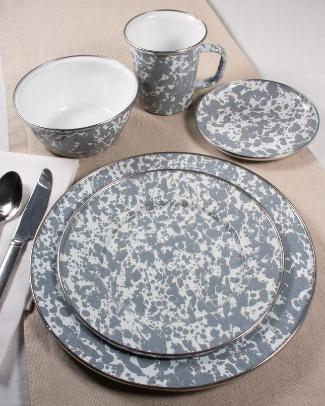 GY61S4 - Grey Swirl Salad Bowls - Set of 4, Grey - Golden Rabbit Enamelware