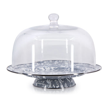 Grey Swirl Cake Plate with Cover