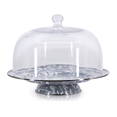 Grey Swirl Cake Plate with Cover