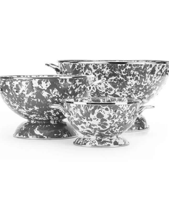 GYCOLS - Grey Swirl Set Of Colanders - Golden Rabbit Enamelware