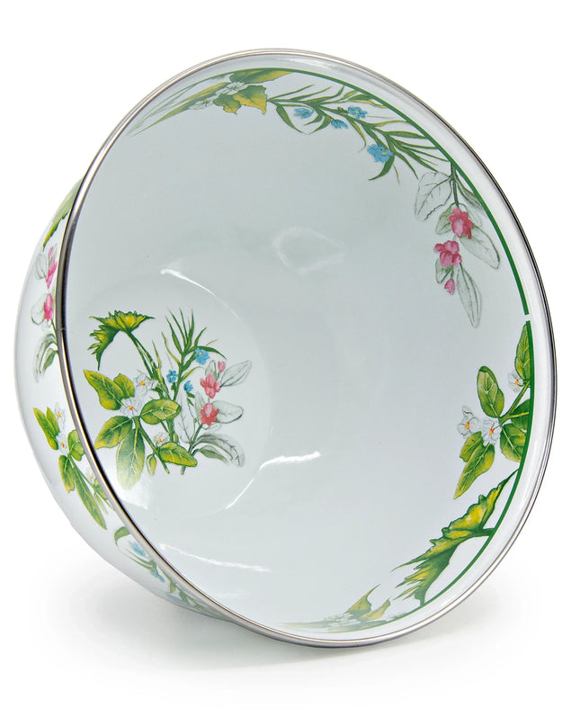 HB89 - Herbs Large Salad Bowl - Golden Rabbit Enamelware