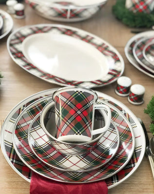 HP61S4 - Highland Plaid Salad Bowls - Set of 4 - Golden Rabbit Enamelware
