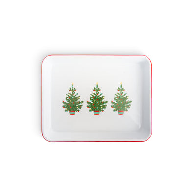 Helmsie x CCH Christmas Trees Small Rectangular Tray, Red Rim