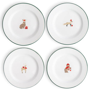 HS99GRN-ANMLSET - Helmsie x CCH Salad Plates, Set of 4, Holiday Animals - 1