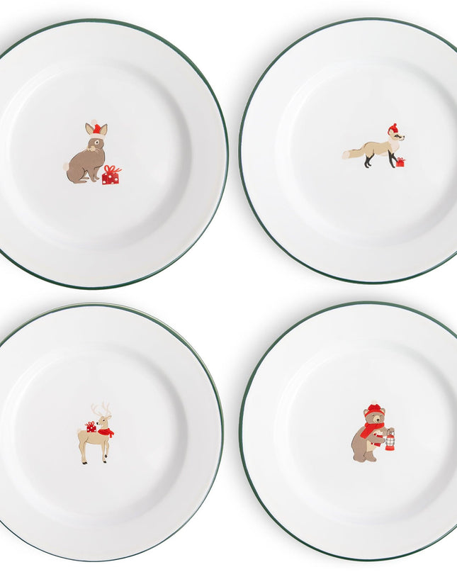 Helmsie x CCH Salad Plates, Set of 4, Holiday Animals