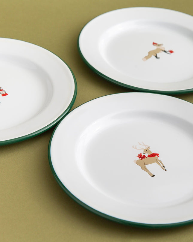 Helmsie x CCH Salad Plates, Set of 4, Holiday Animals