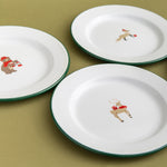 Helmsie x CCH Holiday Animals Flat Salad Plates, Set of 4, Green Rim