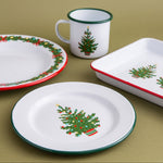 Helmsie x CCH Christmas Tree Flat Salad Plates, Set of 4, Green Rim