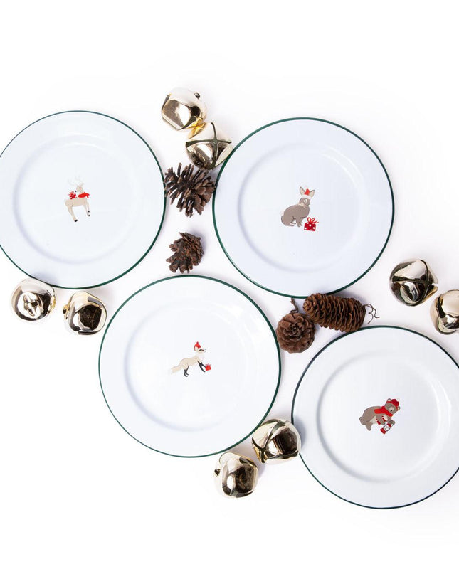 Helmsie x CCH Salad Plates, Set of 4, Holiday Animals