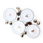 Helmsie x CCH Holiday Animals Flat Salad Plates, Set of 4, Green Rim
