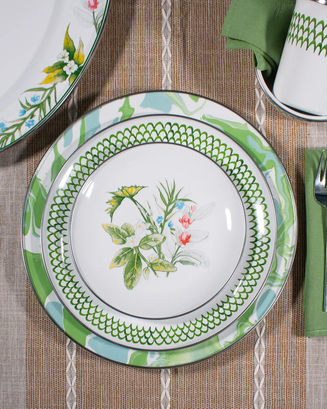 HB69S4 - Herbs Sandwich Plates - Set of 4 - Golden Rabbit Enamelware