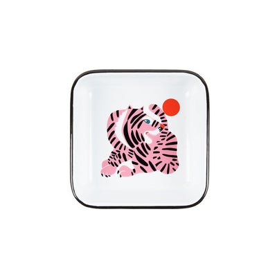 Lisa Congdon x CCH Pink Tiger Small Square Tray, Black Rim