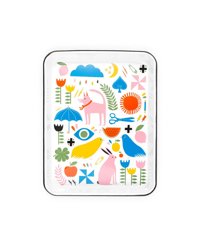 Lisa Congdon x CCH Small Rectangle Tray, Pink Dog