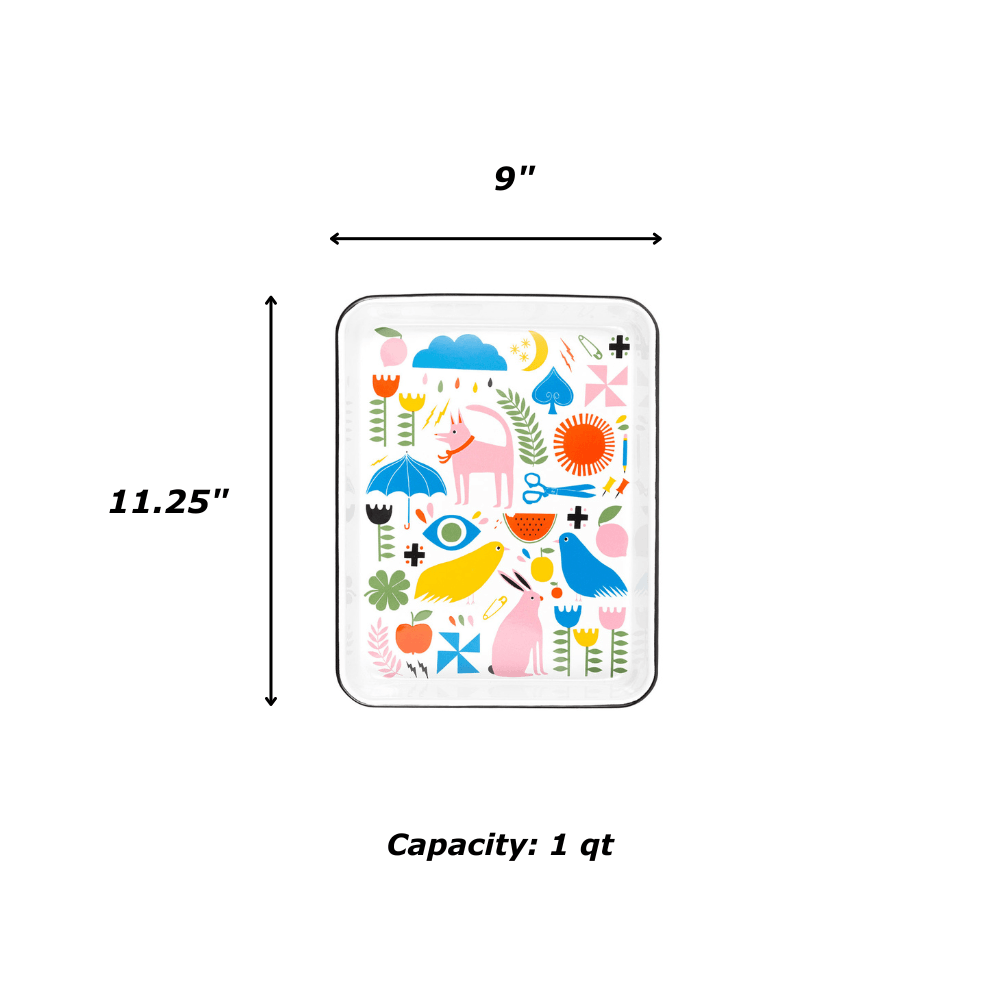 Lisa Congdon x CCH Small Rectangle Tray, Pink Dog
