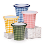 Max Humphrey x CCH Plaid 10 oz Short Tumblers, Blue, Set of 4