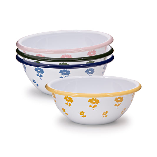 Max Humphrey x CCH Flower 20 oz Cereal Bowls, Blue, Set of 4